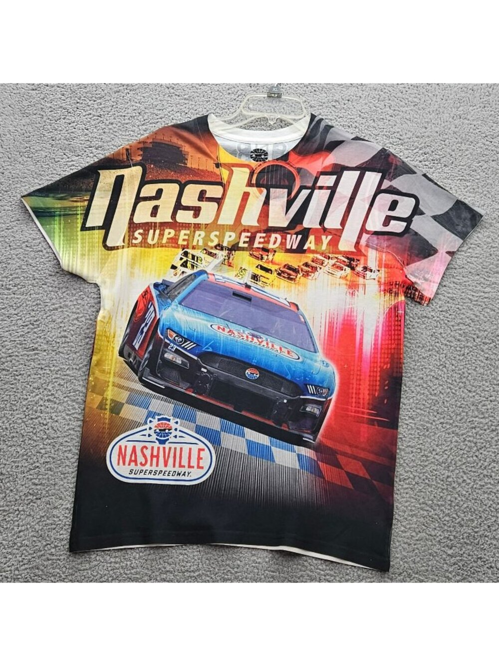 Nashville Superspeedway Racing T-Shirt Guitars Fast Cars Design Size M